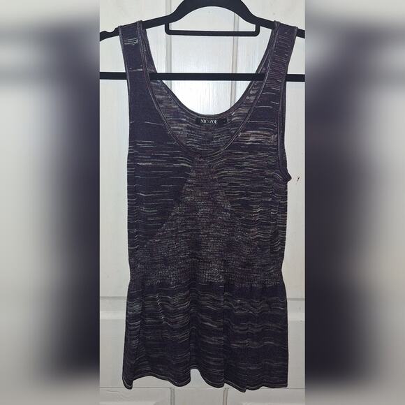 Nic+Zoe 'Mixy' Peplum Silk Blend Tank Preppy Office Size Large Classic Timeless - Picture 1 of 4